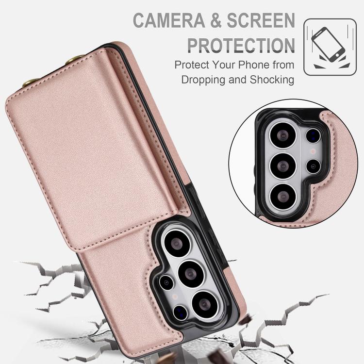 For Samsung Galaxy S26 Ultra 5G Crossbody Dual-buckle Wallet RFID Back Leather Phone Case