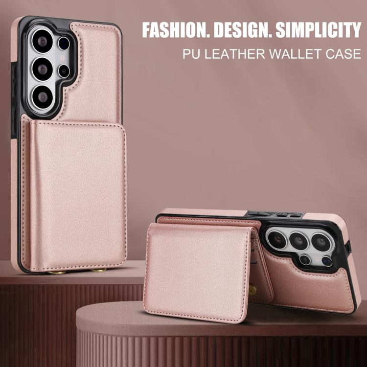 For Samsung Galaxy S26 Ultra 5G Crossbody Dual-buckle Wallet RFID Back Leather Phone Case