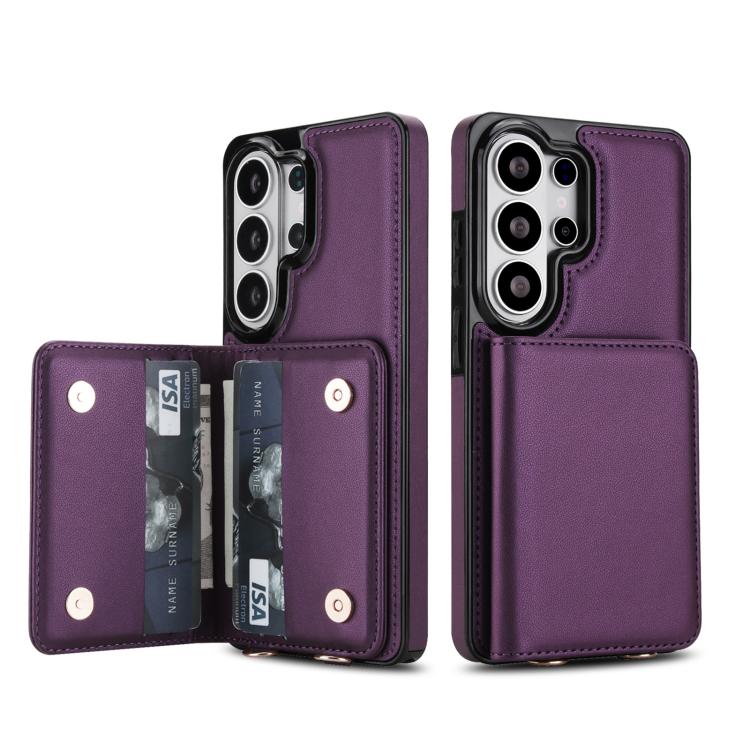 For Samsung Galaxy S26 Ultra 5G Crossbody Dual-buckle Wallet RFID Back Leather Phone Case