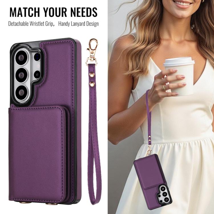 For Samsung Galaxy S26 Ultra 5G Crossbody Dual-buckle Wallet RFID Back Leather Phone Case