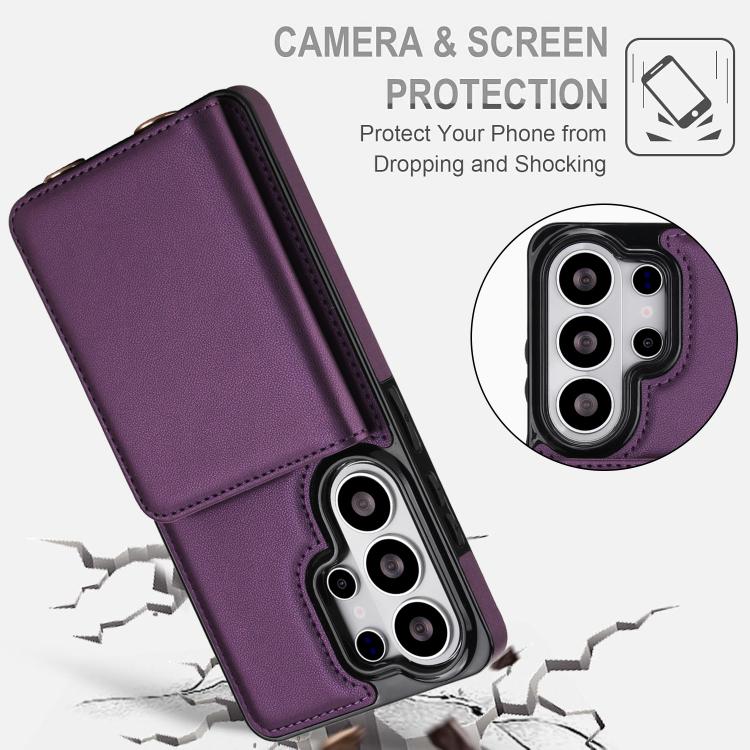 For Samsung Galaxy S26 Ultra 5G Crossbody Dual-buckle Wallet RFID Back Leather Phone Case