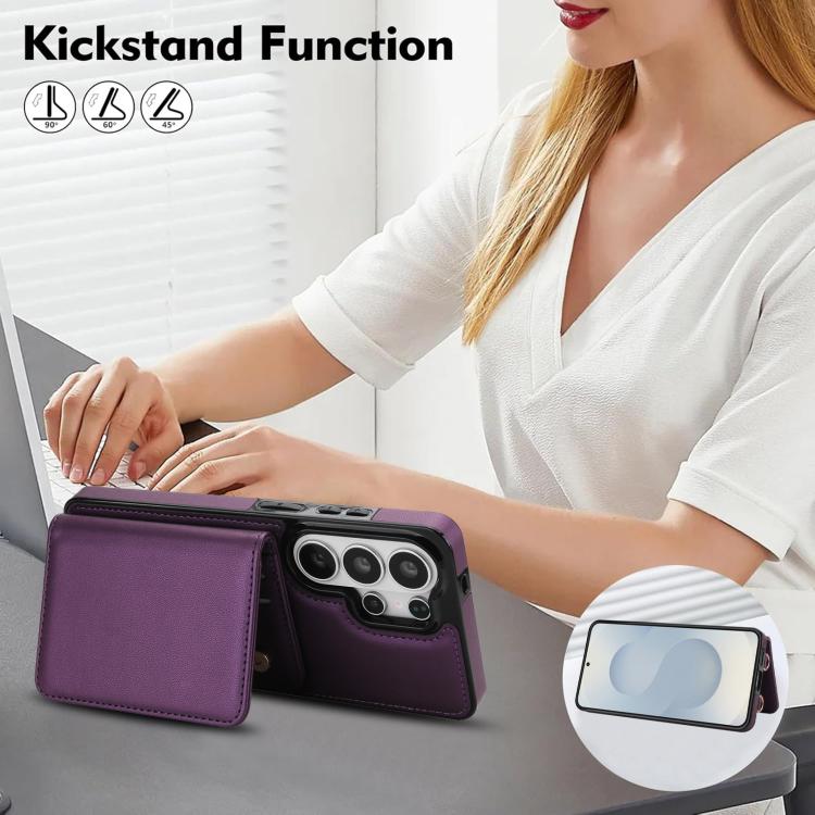 For Samsung Galaxy S26 Ultra 5G Crossbody Dual-buckle Wallet RFID Back Leather Phone Case