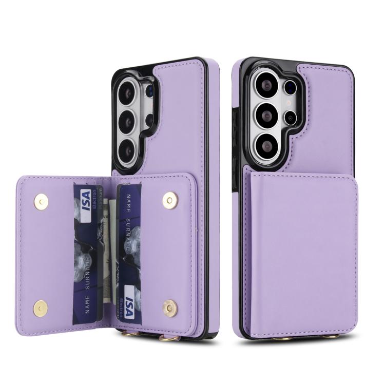 For Samsung Galaxy S26 Ultra 5G Crossbody Dual-buckle Wallet RFID Back Leather Phone Case