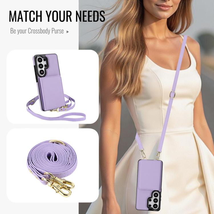 For Samsung Galaxy S26 Ultra 5G Crossbody Dual-buckle Wallet RFID Back Leather Phone Case