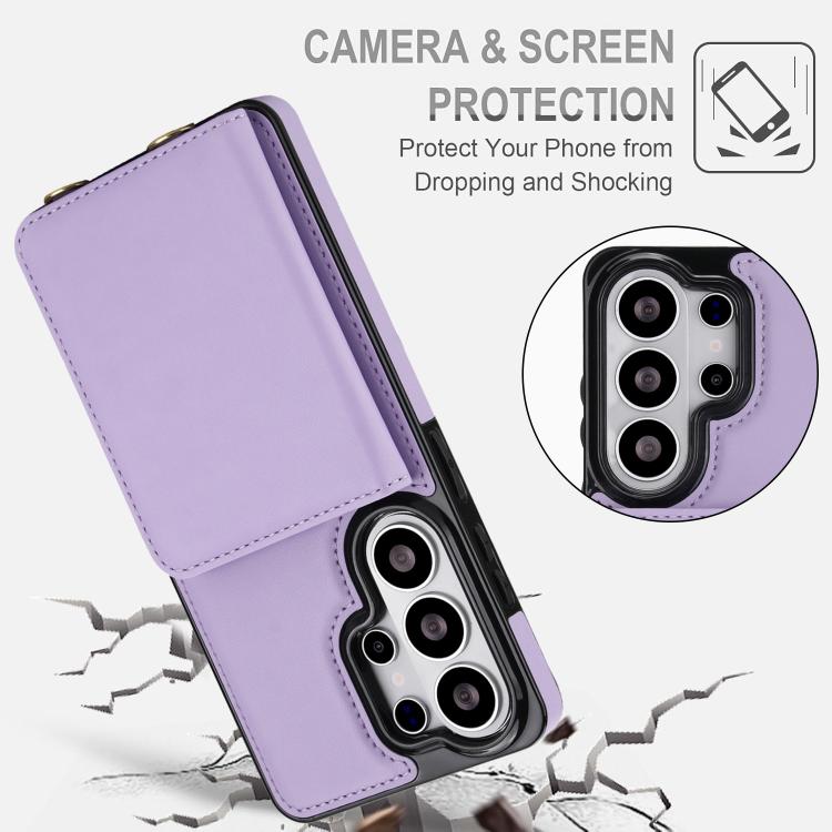 For Samsung Galaxy S26 Ultra 5G Crossbody Dual-buckle Wallet RFID Back Leather Phone Case