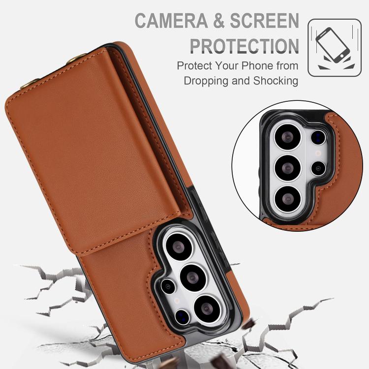 For Samsung Galaxy S26 Ultra 5G Crossbody Dual-buckle Wallet RFID Back Leather Phone Case