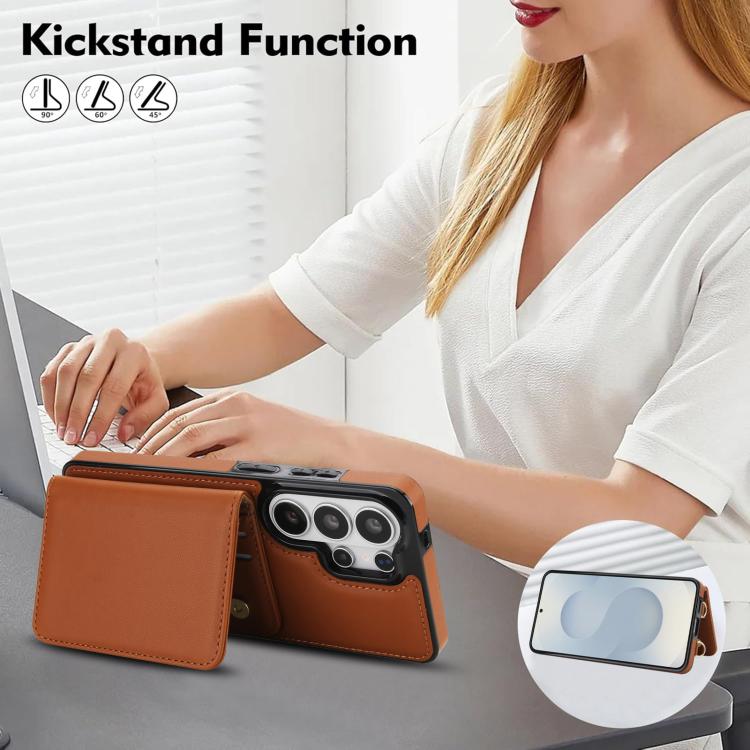 For Samsung Galaxy S26 Ultra 5G Crossbody Dual-buckle Wallet RFID Back Leather Phone Case