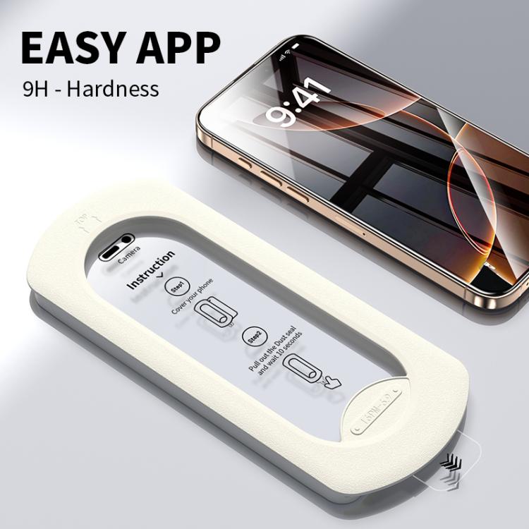 For iPhone 16 Pro Easy Install Box Dust-Free HD Tempered Glass Film