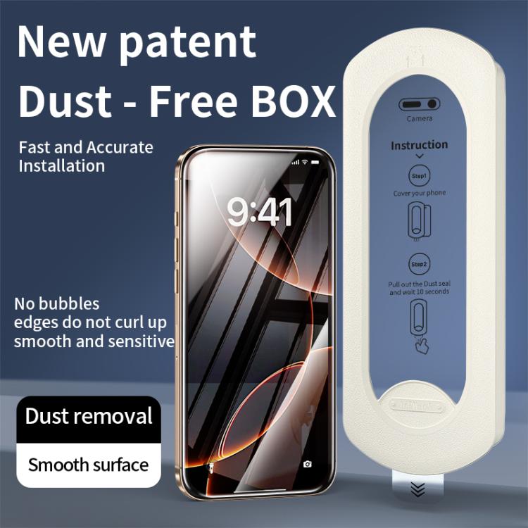 For iPhone 13 / 13 Pro / 14 Easy Install Box Dust-Free HD Tempered Glass Film