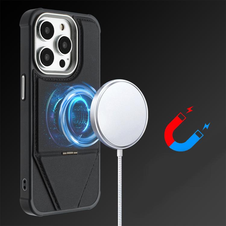 For iPhone 16 Plus Fabric Feel PU MagSafe Phone Case