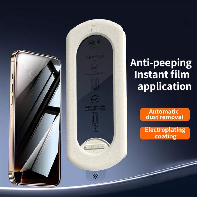 For iPhone 15 Easy Install Box Dust-Free Privacy Tempered Glass Film