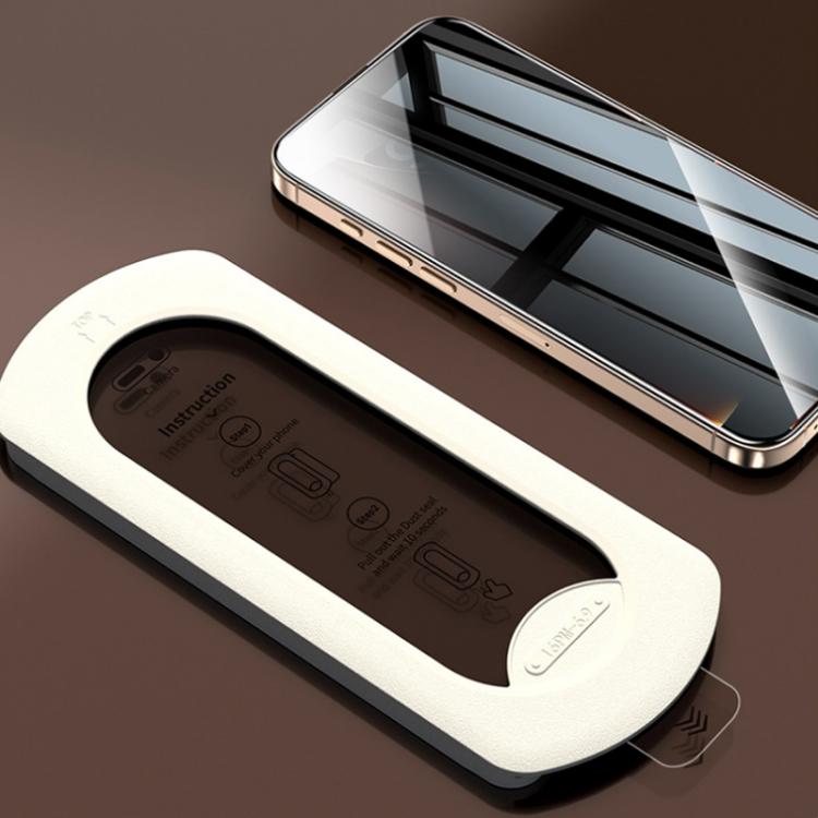 For iPhone 15 Easy Install Box Dust-Free Privacy Tempered Glass Film