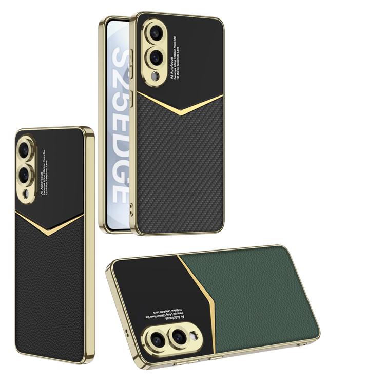 For Samsung Galaxy S25 Edge 5G GKK Plating Soft TPU + Leather Full Coverage Phone Case without Pen