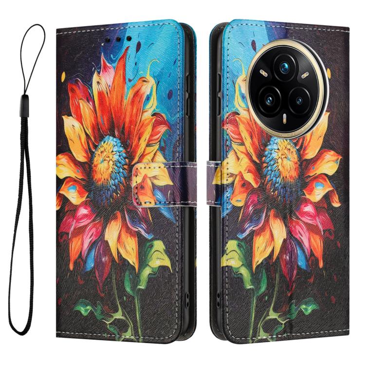 For Realme 14 Pro+ Color Drawing Pattern Leather Phone Case