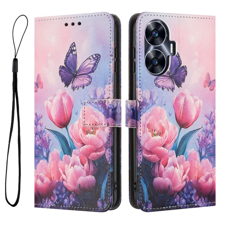 For Realme C55 Color Drawing Pattern Leather Phone Case