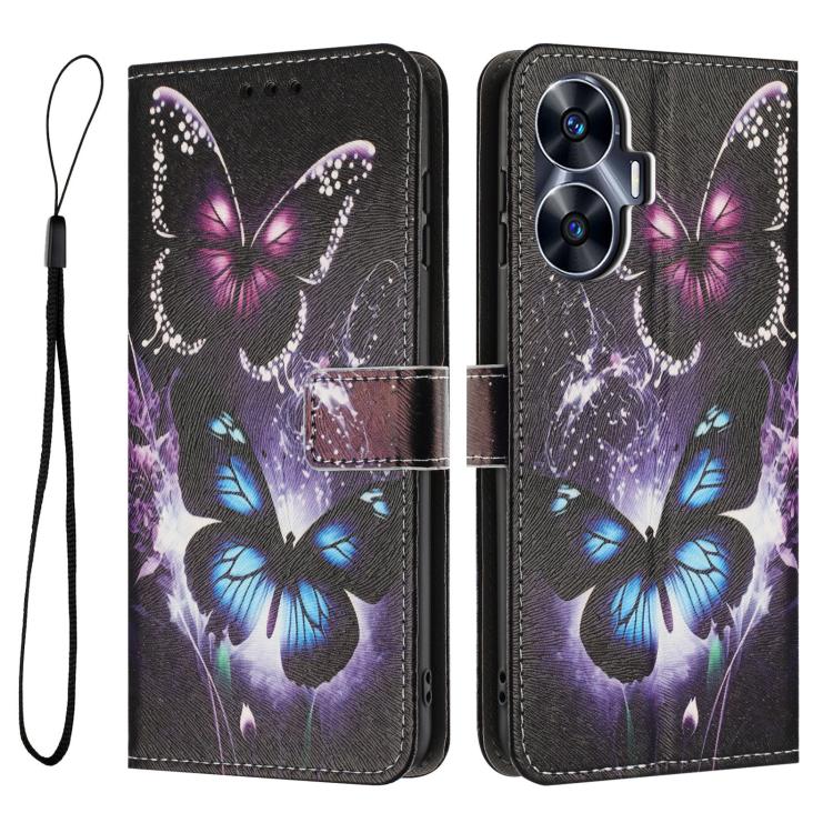For Realme C55 Color Drawing Pattern Leather Phone Case