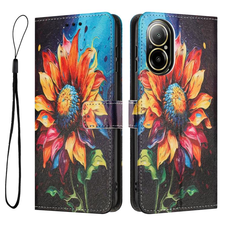 For Realme C67 4G / 12 Lite 4G Color Drawing Pattern Leather Phone Case