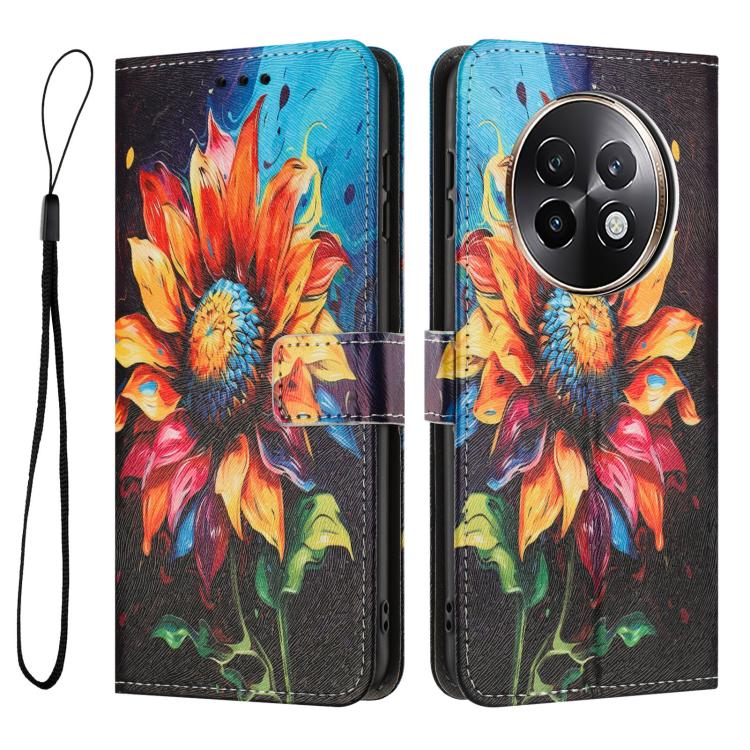 For Realme 13+ 5G Color Drawing Pattern Leather Phone Case