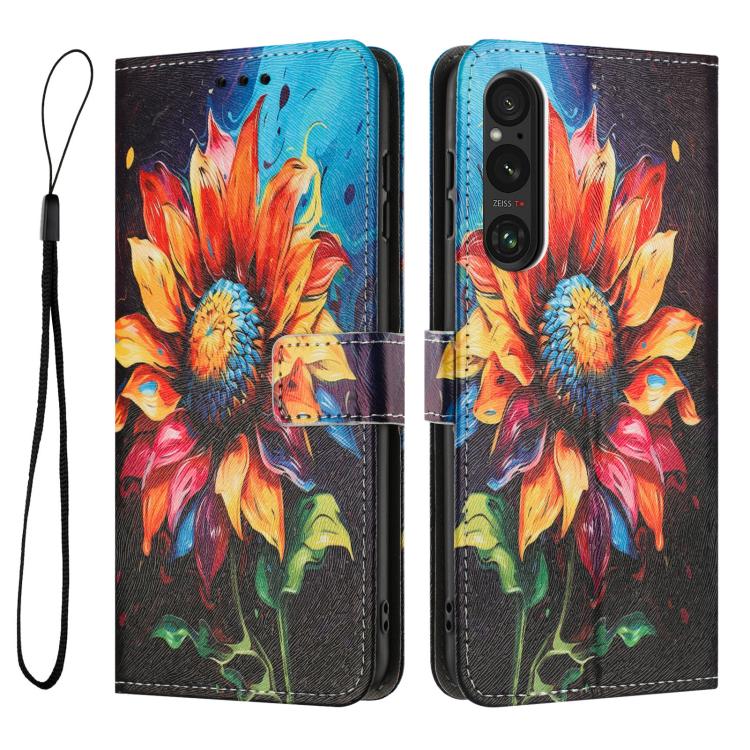 For Sony Xperia 1 V Colored Drawing Pattern Leather Phone Case
