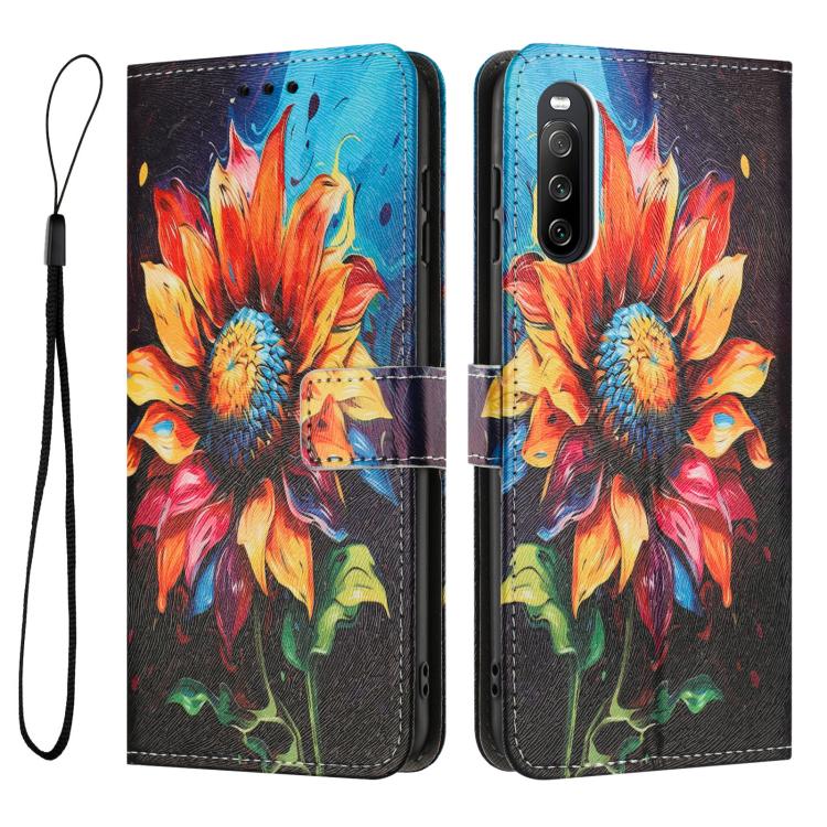 For Sony Xperia 10 V Colored Drawing Pattern Leather Phone Case