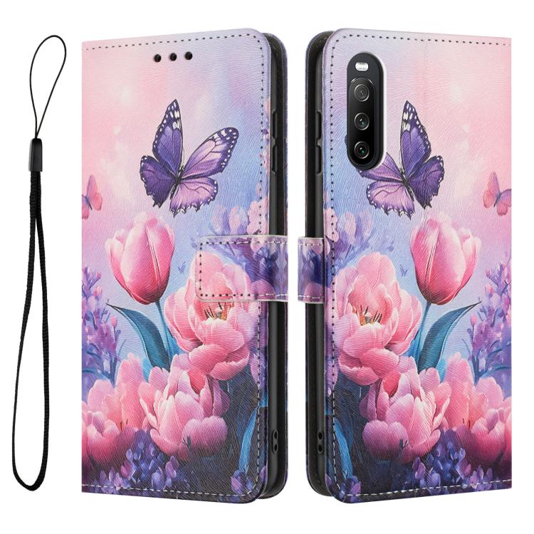 For Sony Xperia 10 V Colored Drawing Pattern Leather Phone Case