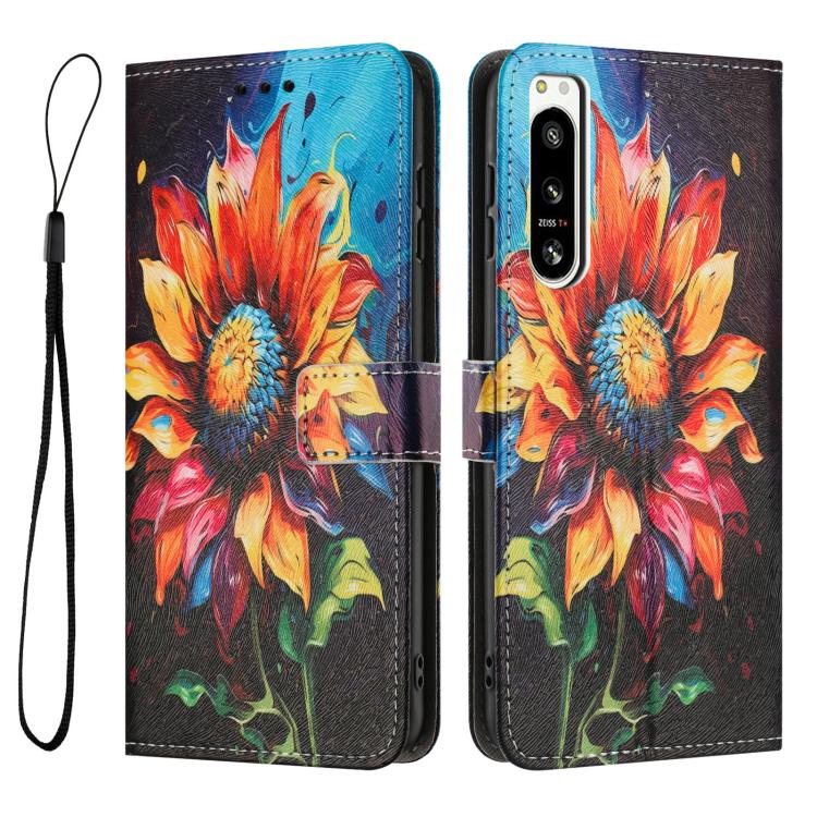 For Sony Xperia 5 IV Colored Drawing Pattern Leather Phone Case