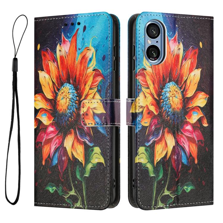 For Sony Xperia 5 V Colored Drawing Pattern Leather Phone Case
