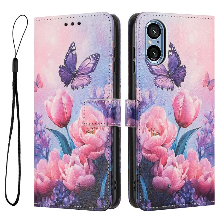For Sony Xperia 5 V Colored Drawing Pattern Leather Phone Case