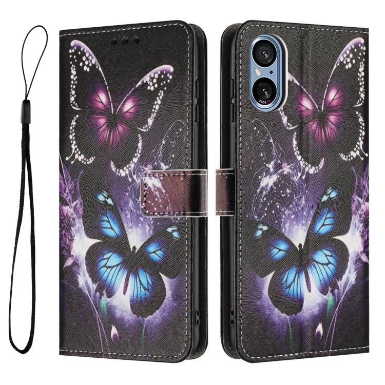 For Sony Xperia 5 V Colored Drawing Pattern Leather Phone Case