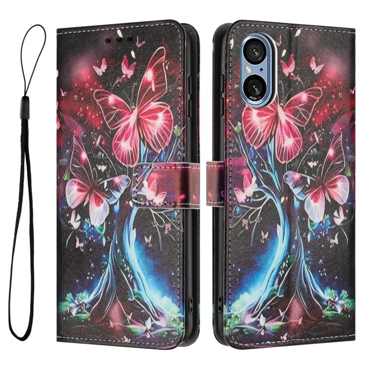 For Sony Xperia 5 V Colored Drawing Pattern Leather Phone Case