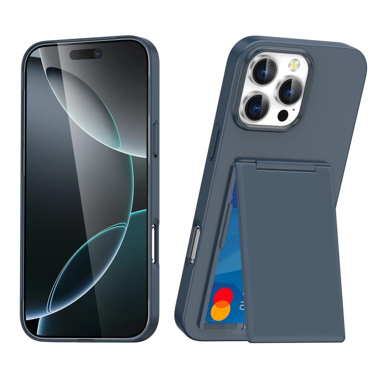 For iPhone 16 Pro Max Card Holder Stand Shockproof Phone Case