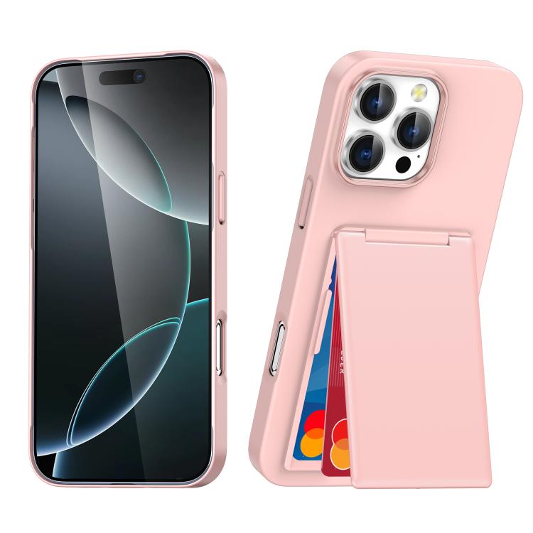 For iPhone 16 Pro Card Holder Stand Shockproof Phone Case