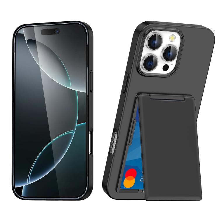 For iPhone 16 Pro Card Holder Stand Shockproof Phone Case