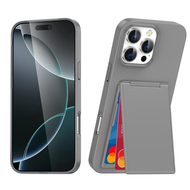 For iPhone 16 Pro Card Holder Stand Shockproof Phone Case