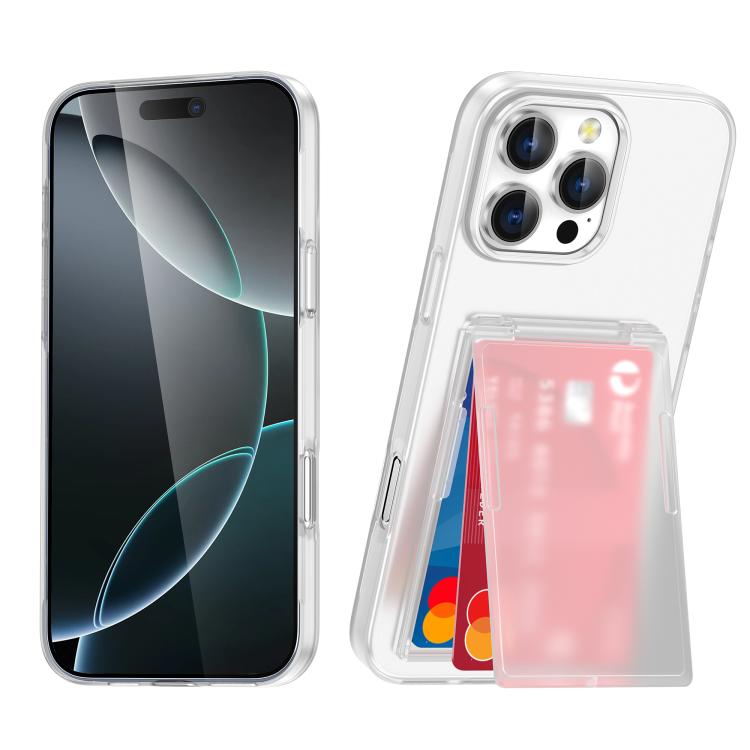 For iPhone 16 Pro Card Holder Stand Shockproof Phone Case