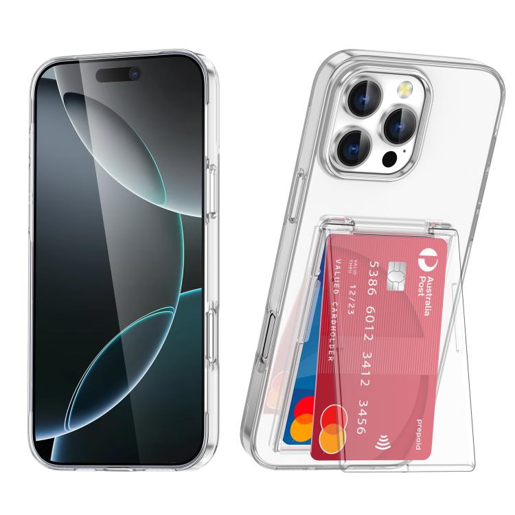 For iPhone 16 Pro Card Holder Stand Shockproof Phone Case