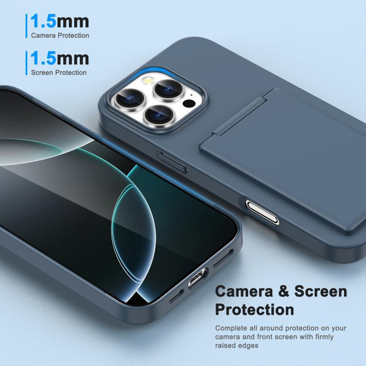 For iPhone 16 Pro Card Holder Stand Shockproof Phone Case