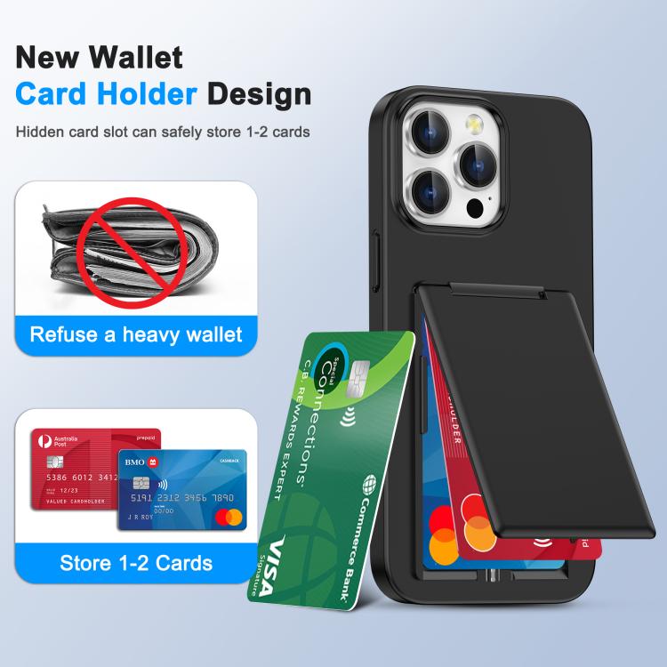For iPhone 16 Pro Card Holder Stand Shockproof Phone Case
