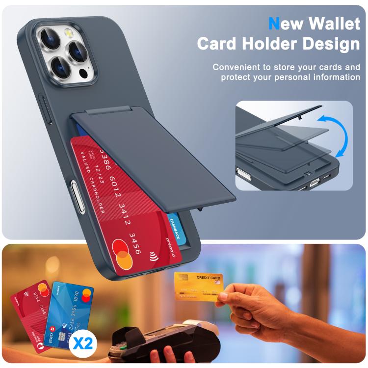 For iPhone 16 Pro Card Holder Stand Shockproof Phone Case