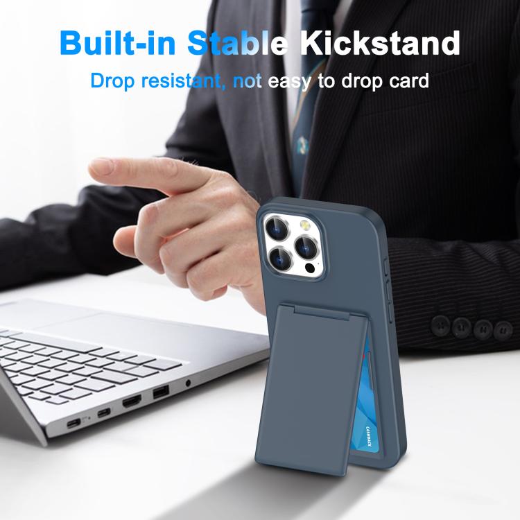 For iPhone 16 Pro Card Holder Stand Shockproof Phone Case