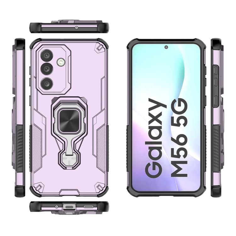 For Samsung Galaxy M56 5G Metal Kickstand TPU Hybrid PC Phone Case