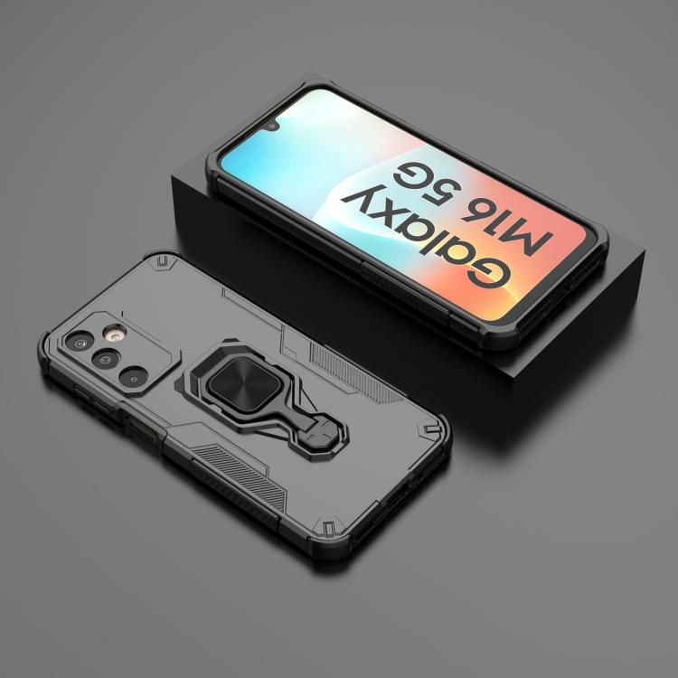 For Samsung Galaxy M16 5G Metal Kickstand TPU Hybrid PC Phone Case