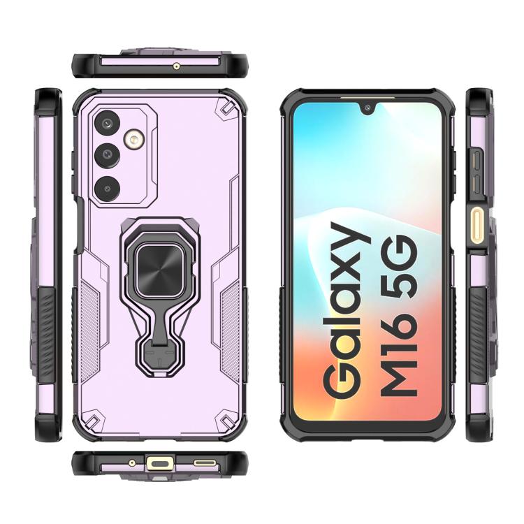 For Samsung Galaxy M16 5G Metal Kickstand TPU Hybrid PC Phone Case