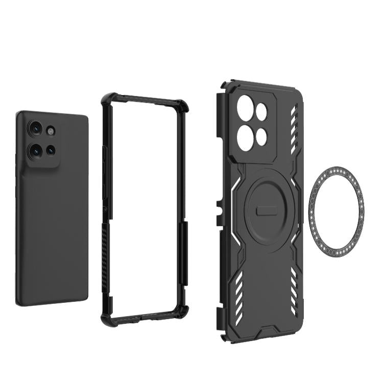 For Motorola Edge 50 5G Global Butterfly Armor MagSafe Magnetic Ring Shockproof Phone Case