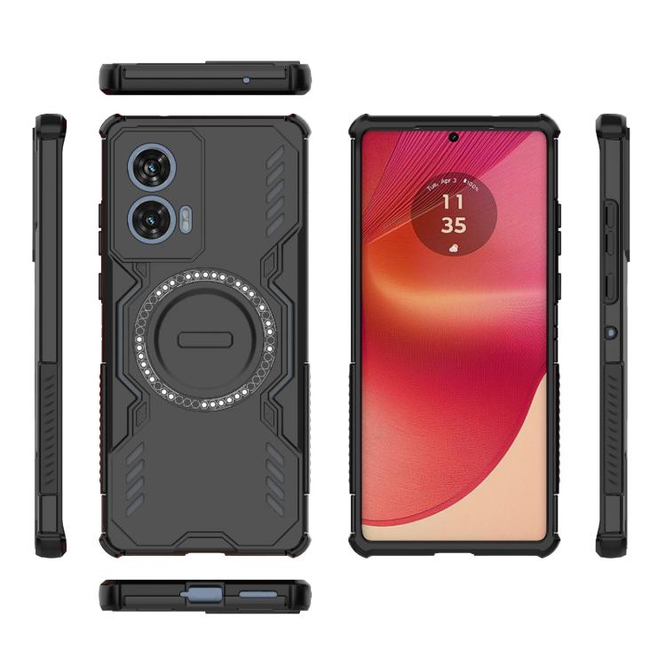 For Motorola Edge 50 Fusion 5G Global Butterfly Armor MagSafe Magnetic Ring Shockproof Phone Case