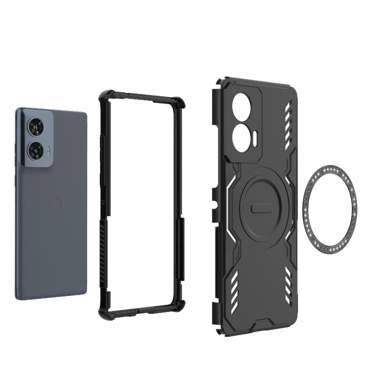 For Motorola Edge 50 Fusion 5G Global Butterfly Armor MagSafe Magnetic Ring Shockproof Phone Case