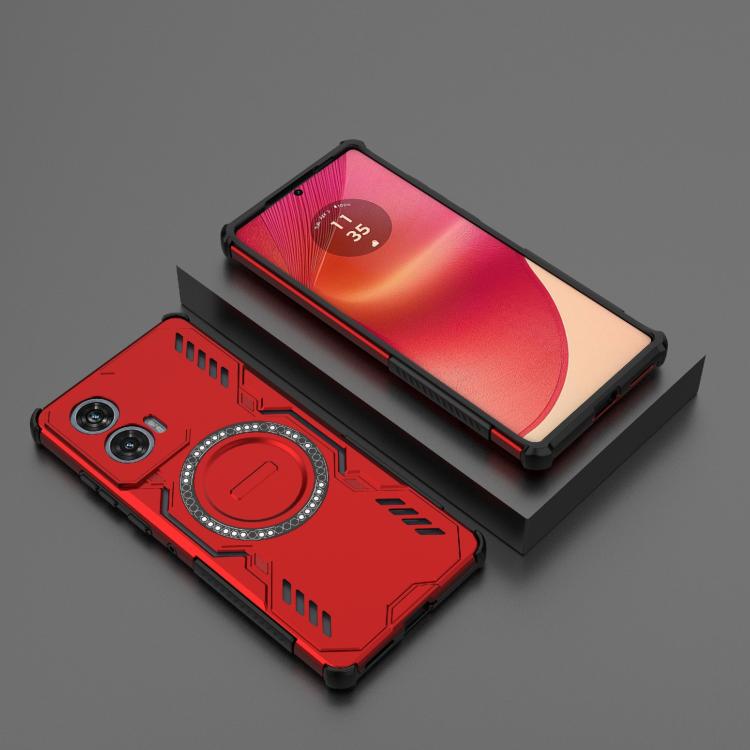 For Motorola Edge 50 Fusion 5G Global Butterfly Armor MagSafe Magnetic Ring Shockproof Phone Case