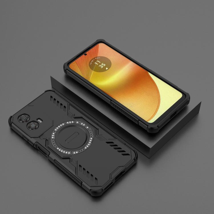 For Motorola Moto G34 5G Butterfly Armor MagSafe Magnetic Ring Shockproof Phone Case