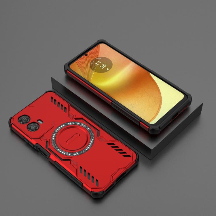 For Motorola Moto G34 5G Butterfly Armor MagSafe Magnetic Ring Shockproof Phone Case