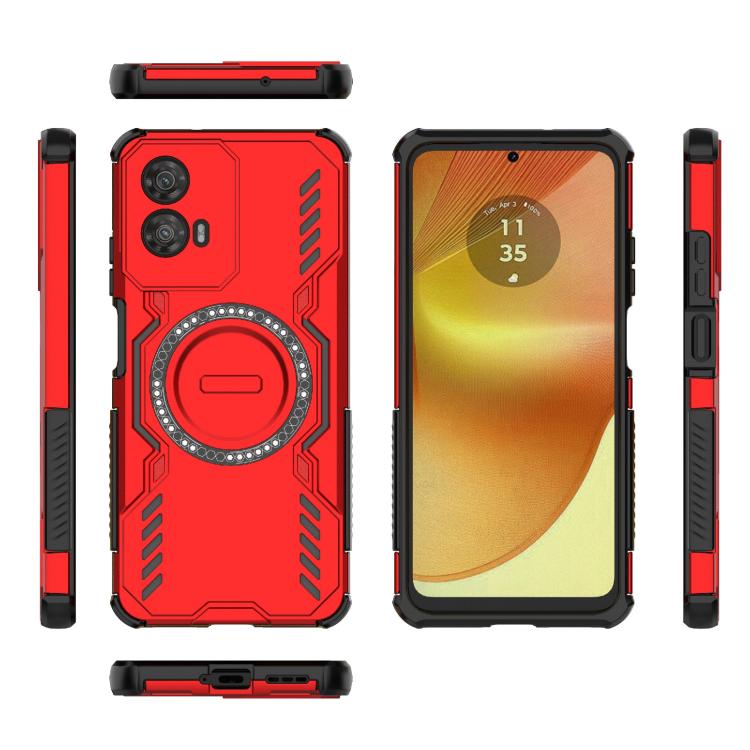 For Motorola Moto G34 5G Butterfly Armor MagSafe Magnetic Ring Shockproof Phone Case